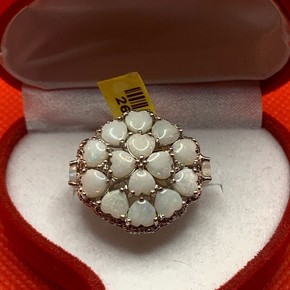 WHITE OPAL TOPAZ HEART RING - Picture 3 of 7